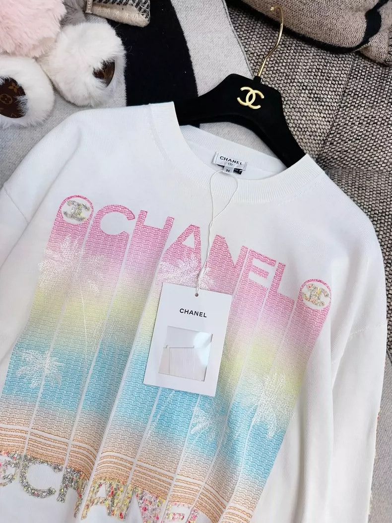 Chanel Chanel Colorful Sequin Logo White Sweatshirt Size S / US 4 / IT 40 - 6 Thumbnail
