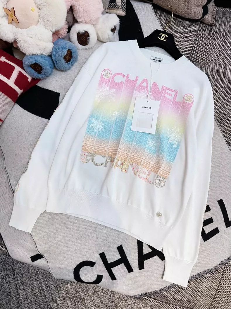 Chanel Chanel Colorful Sequin Logo White Sweatshirt Size S / US 4 / IT 40 - 3 Thumbnail