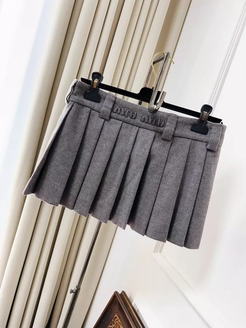 Prada Gray Cashmere Lettered Skirt Limited Japan Edition Size 36" / US 14 / IT 50 - 2 Thumbnail