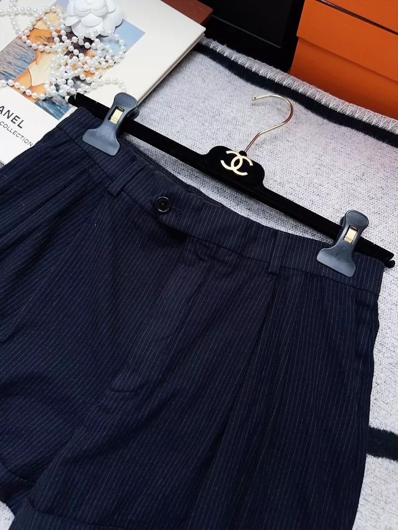 Celine Celine Deep Blue Pinstripe Suit Shorts Size 38 Size 38" / US 16 / IT 52 - 2 Thumbnail
