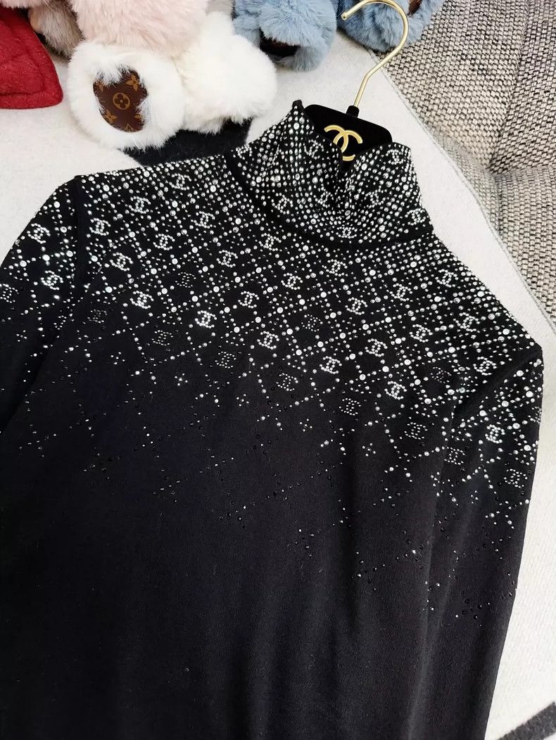 Chanel Chanel Black Knit Top with Diamond Logo Size XS / US 0-2 / IT 36-38 - 3 Thumbnail