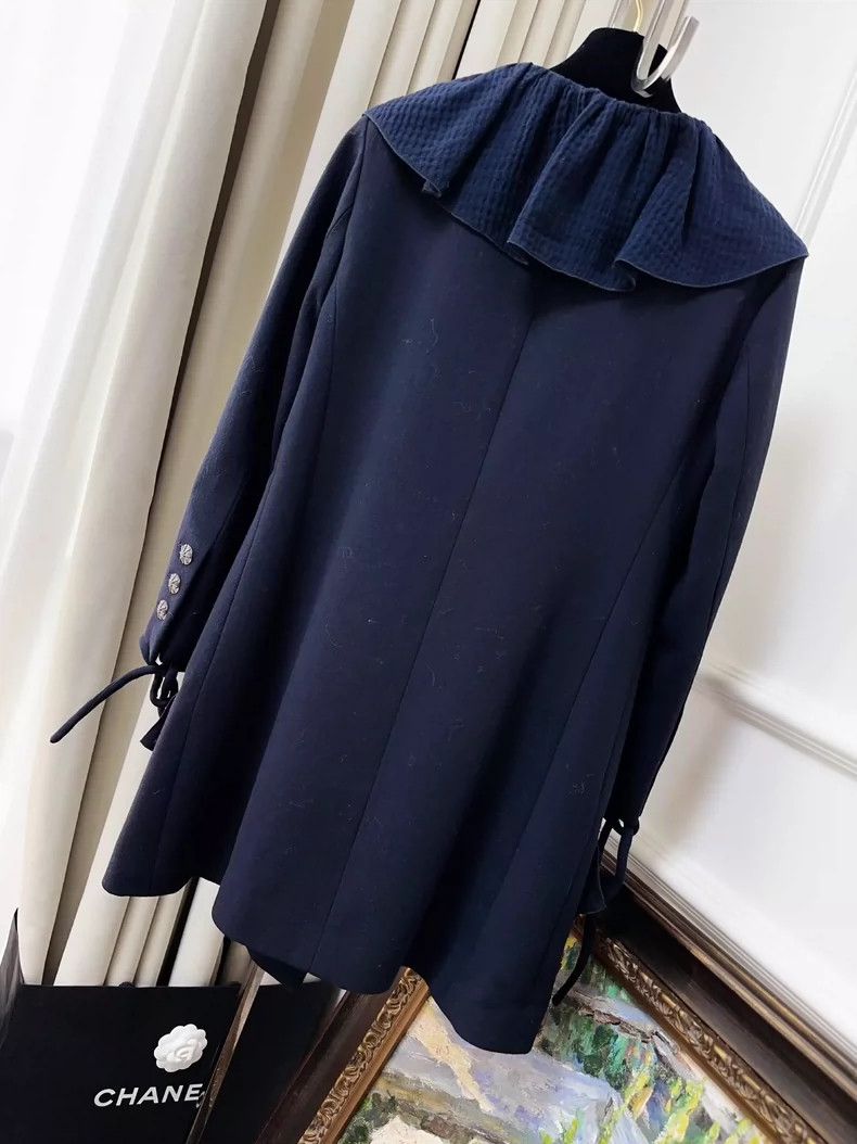 Chanel Chanel Blue Ruffled Long Coat Dress Jacket Size XS / US 0-2 / IT 36-38 - 2 Thumbnail