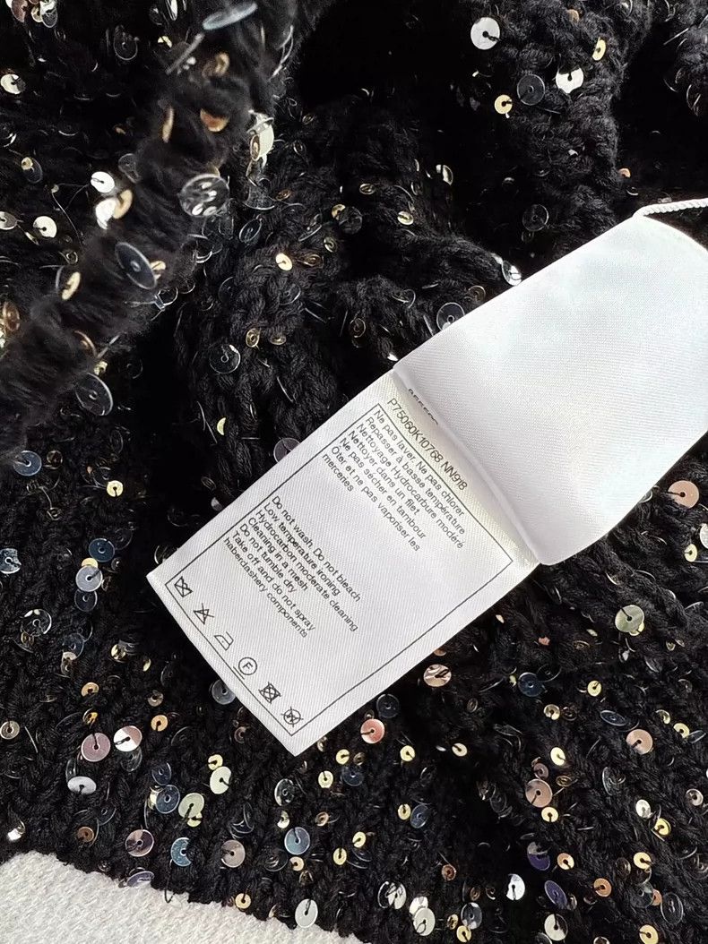 Chanel Chanel Black Sequin Knit Cardigan with White Trim Size S / US 4 / IT 40 - 5 Thumbnail