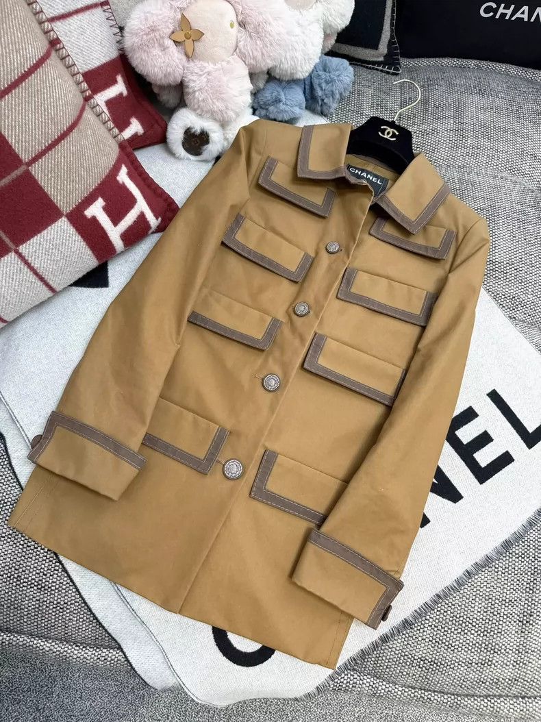 Chanel Chanel Khaki Pocket Trench Coat Outerwear Size S / US 4 / IT 40 - 3 Thumbnail