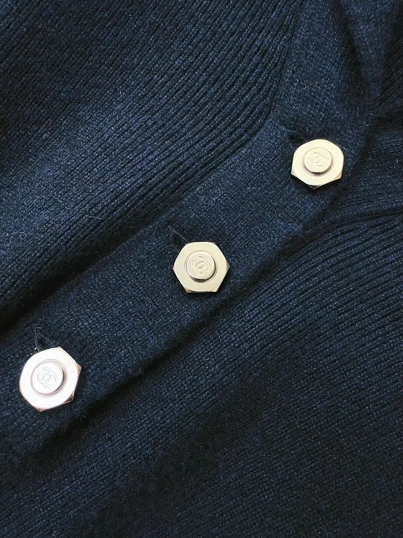 Chanel Chanel Navy Blue Knit Long Sleeve Dress Size S / US 4 / IT 40 - 5 Thumbnail
