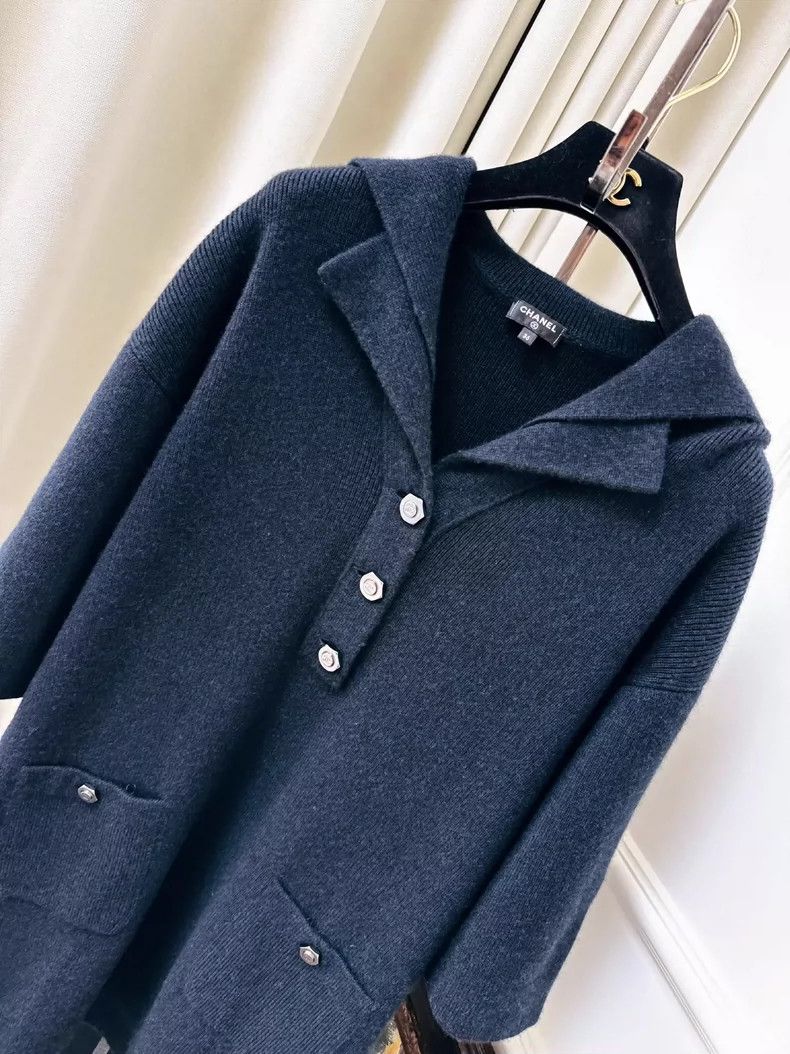 Chanel Chanel Navy Blue Knit Long Sleeve Dress Size S / US 4 / IT 40 - 3 Thumbnail
