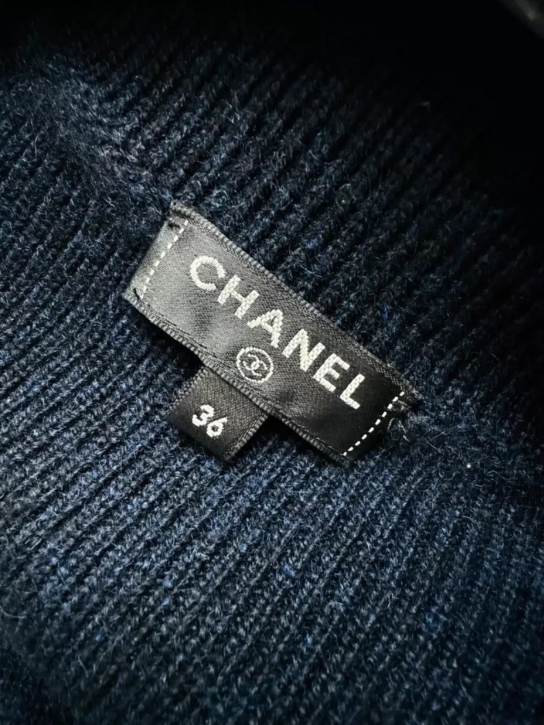 Chanel Chanel Navy Blue Knit Long Sleeve Dress Size S / US 4 / IT 40 - 4 Thumbnail