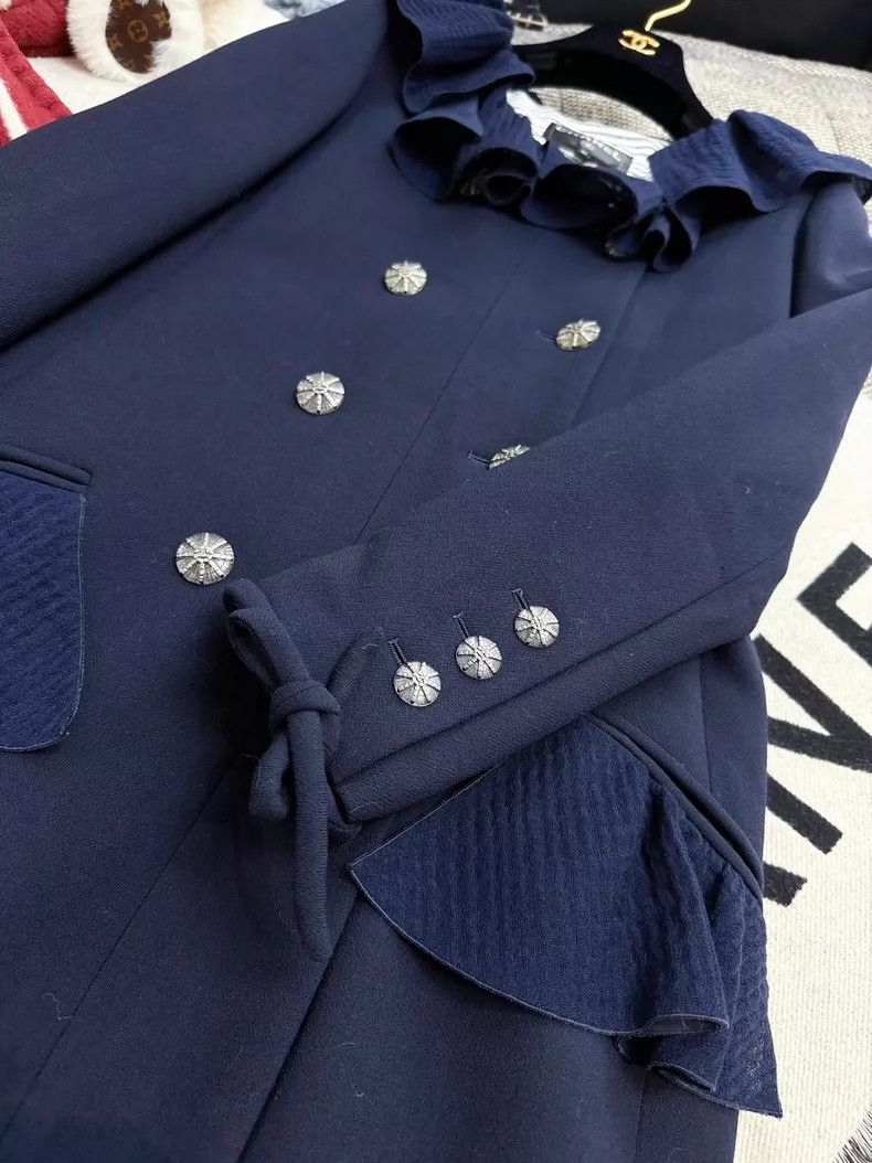 Chanel Chanel Blue Ruffled Coat Dress 20S Collection Size S / US 4 / IT 40 - 5 Thumbnail
