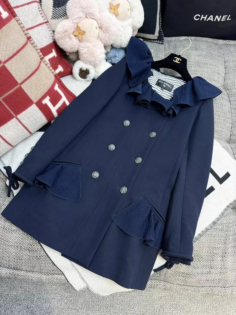 Chanel Chanel Blue Ruffled Coat Dress 20S Collection Size S / US 4 / IT 40 - 4 Thumbnail