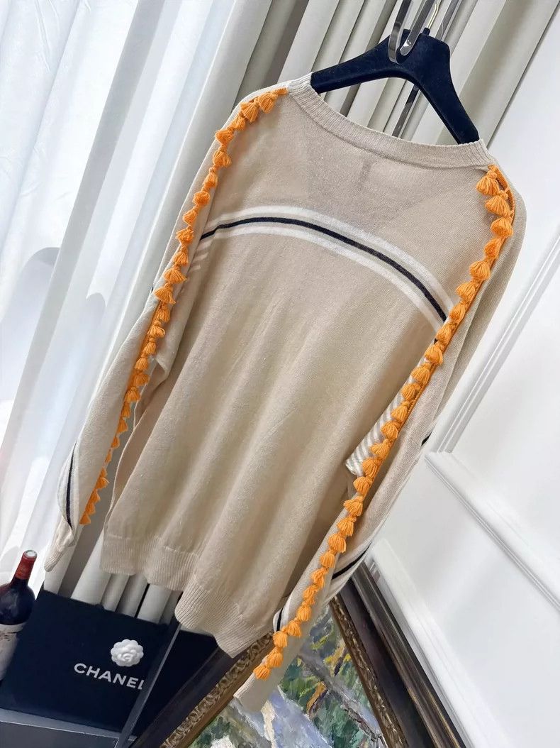 Loewe Loewe Beige Striped Fringed Knit Top Size S / US 4 / IT 40 - 2 Thumbnail
