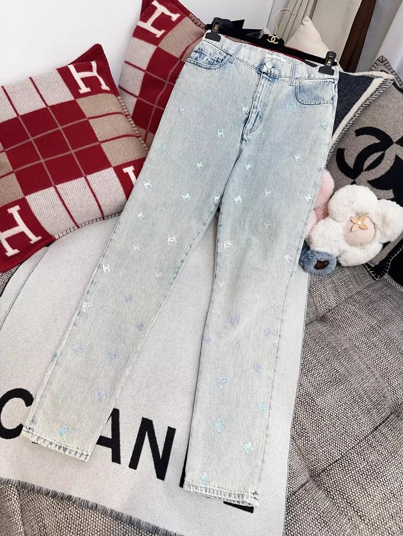 Chanel Chanel Blue Gray Sequined Denim Pants Size 38" / US 16 / IT 52 - 8 Thumbnail