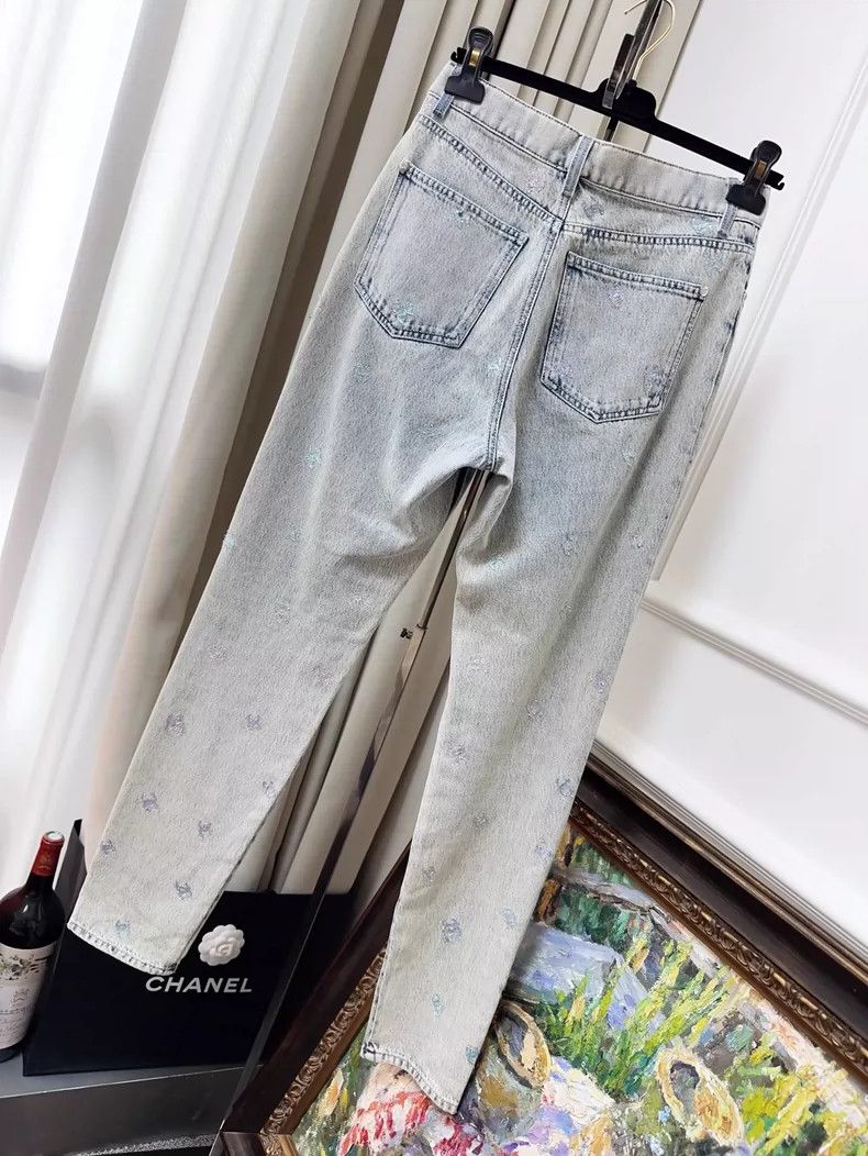 Chanel Chanel Blue Gray Sequined Denim Pants Size 38" / US 16 / IT 52 - 2 Thumbnail