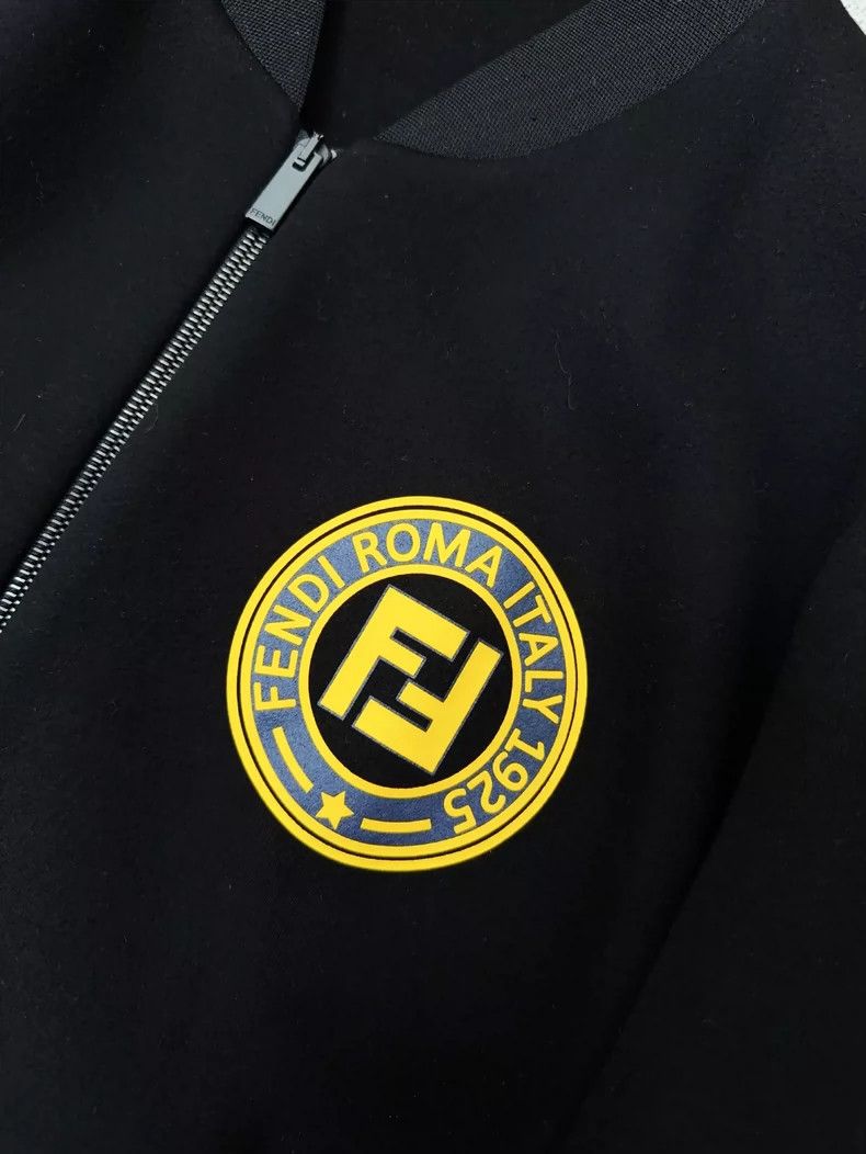 Fendi Fendi Black Baseball Jacket with Yellow Badge Size L / US 10 / IT 46 - 4 Thumbnail