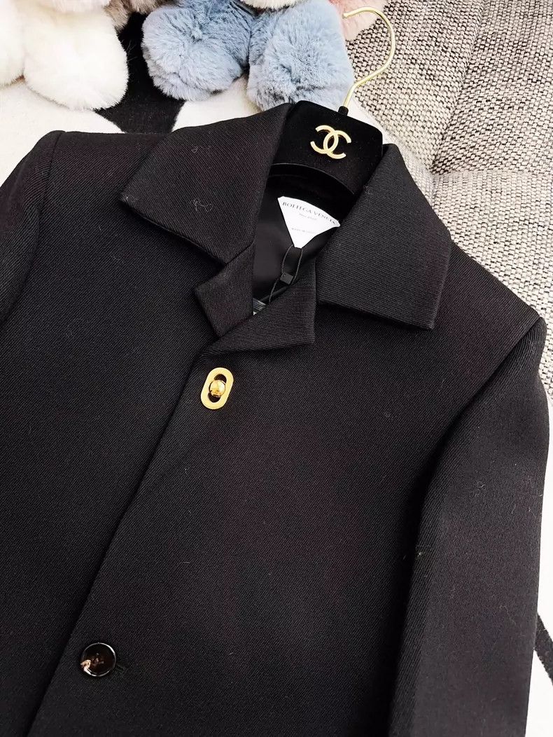 Bottega Veneta Classic Long Black Coat with One-Button Closure Size S / US 4 / IT 40 - 3 Thumbnail