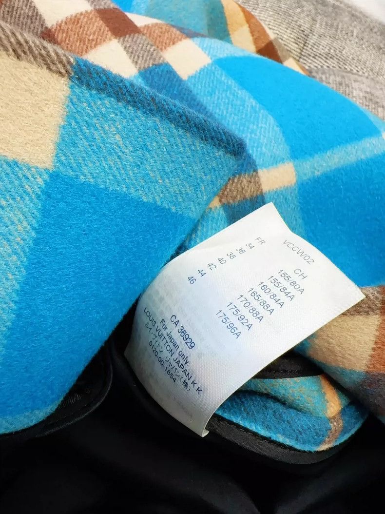 Louis Vuitton Louis Vuitton Blue Check Wool Coat Size XS / US 0-2 / IT 36-38 - 4 Thumbnail