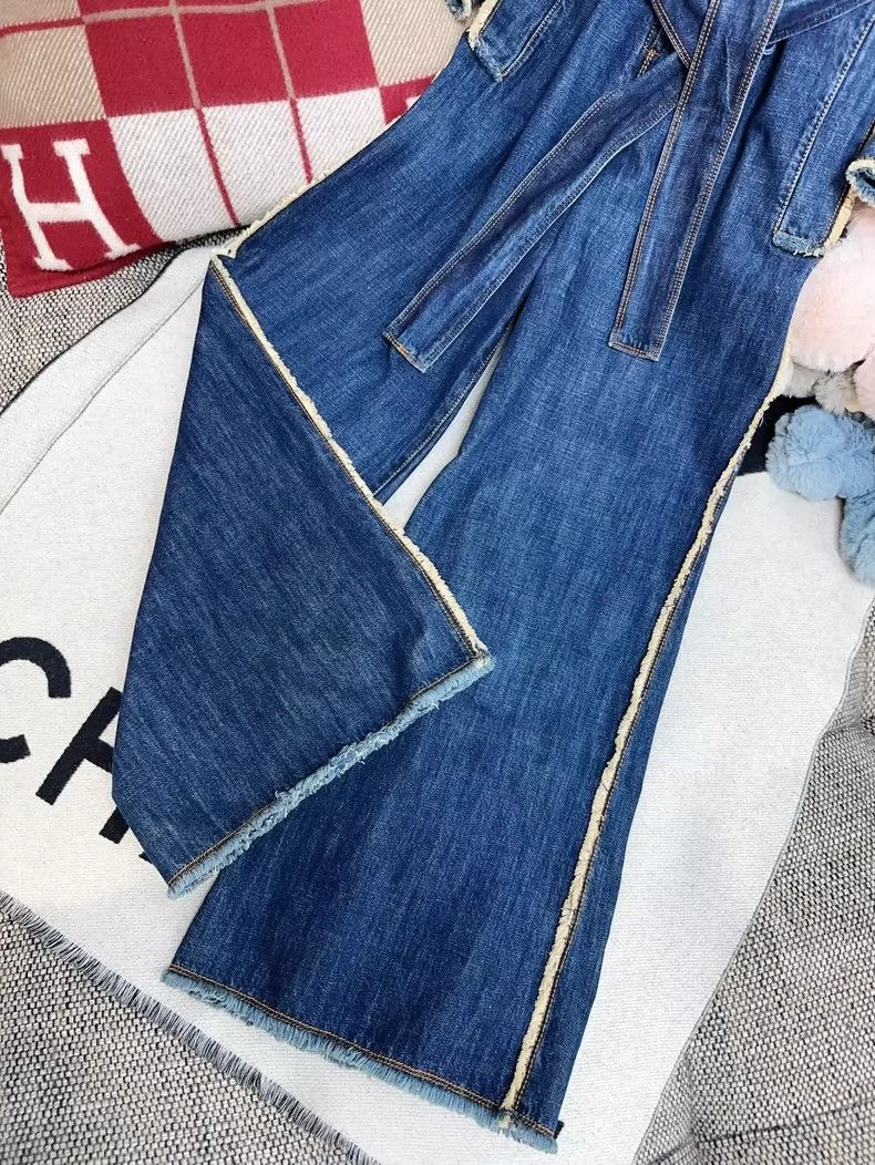 Dior Dior Vintage Fringed Denim Jumpsuit Size 34" / US 12 / IT 48 - 4 Thumbnail