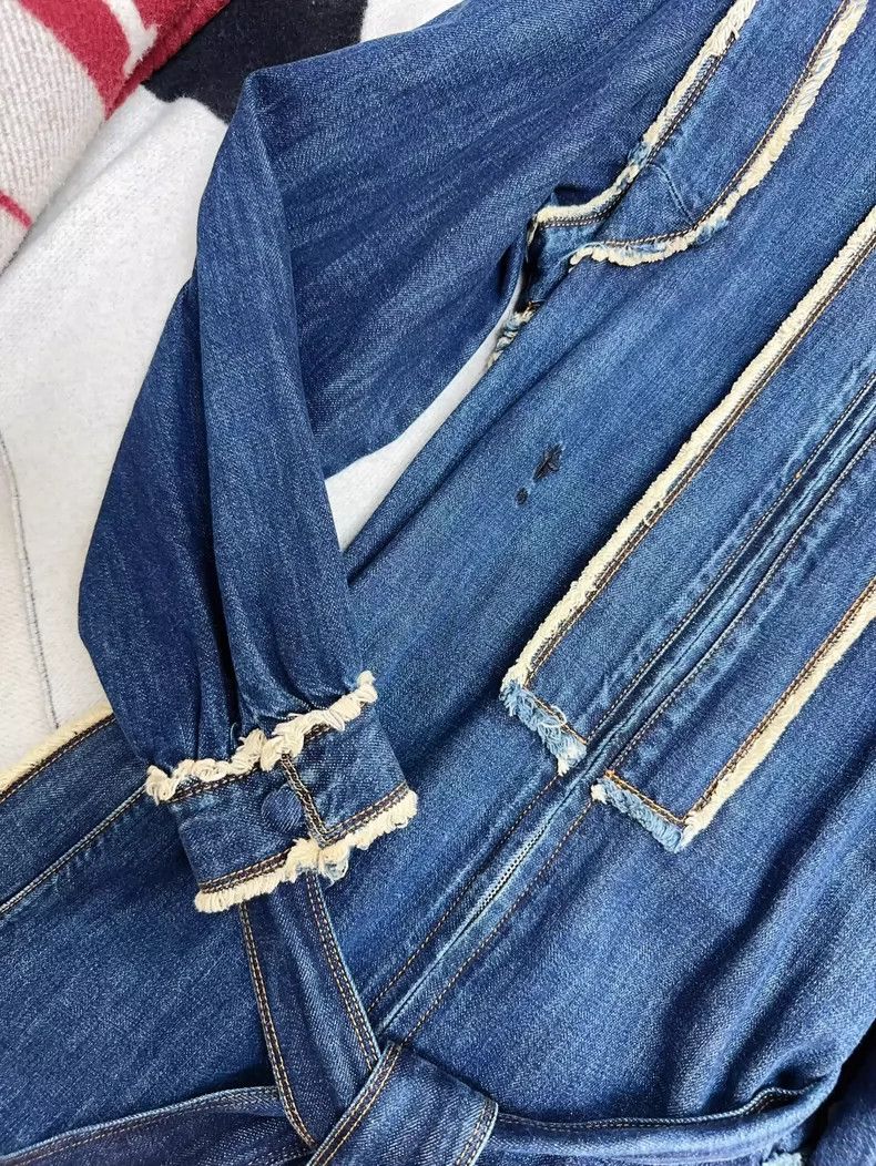 Dior Dior Vintage Fringed Denim Jumpsuit Size 34" / US 12 / IT 48 - 6 Thumbnail