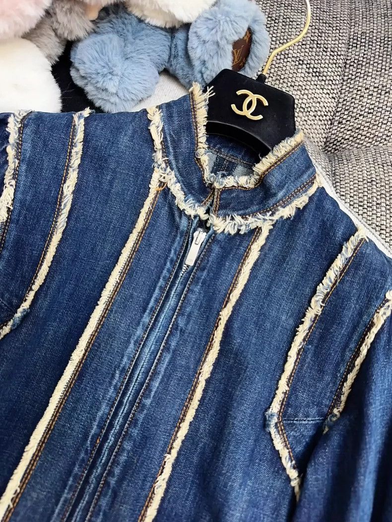 Dior Dior Vintage Fringed Denim Jumpsuit Size 34" / US 12 / IT 48 - 5 Thumbnail