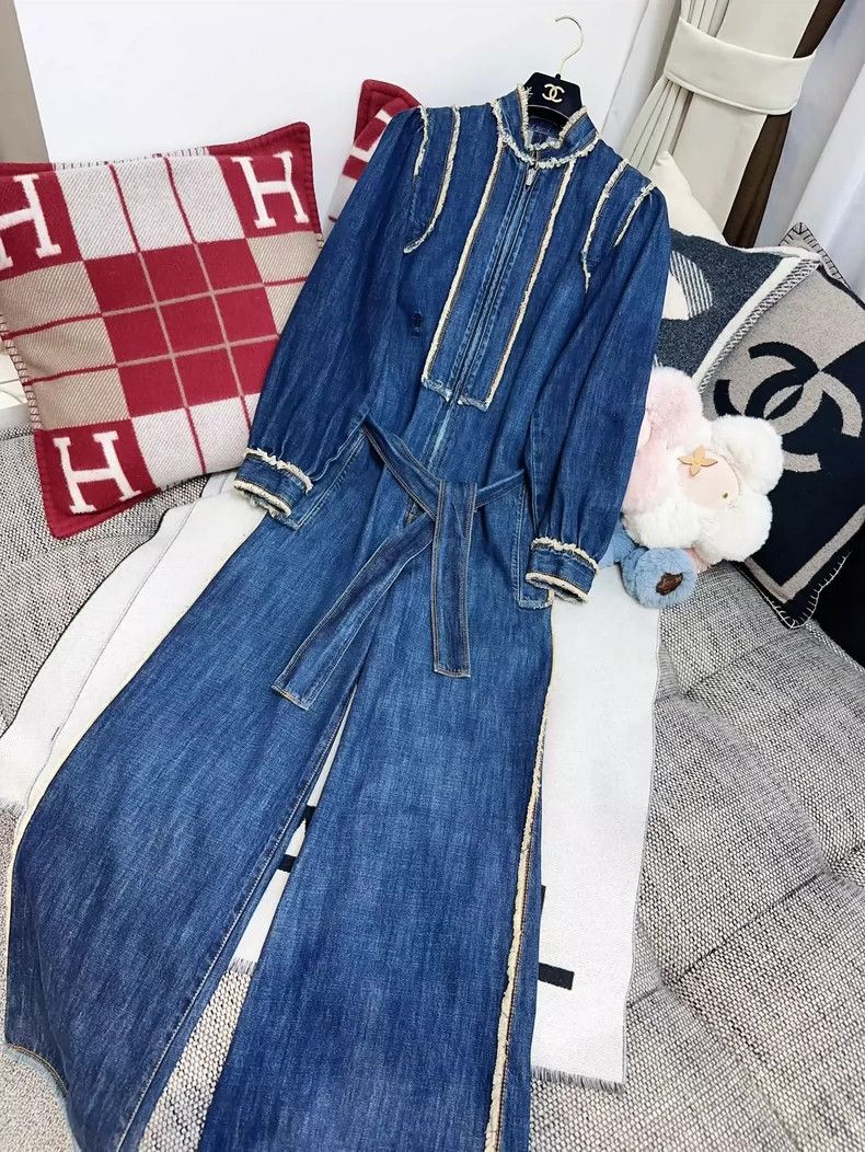 Dior Dior Vintage Fringed Denim Jumpsuit Size 34" / US 12 / IT 48 - 2 Thumbnail