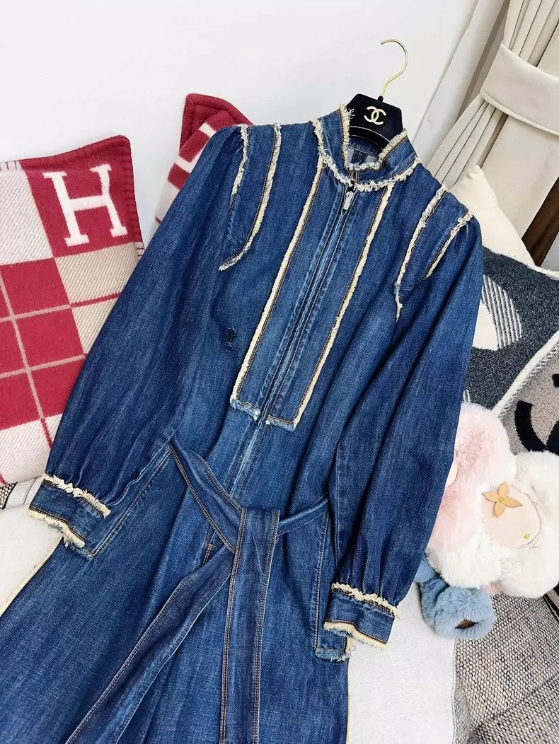 Dior Dior Vintage Fringed Denim Jumpsuit Size 34" / US 12 / IT 48 - 3 Thumbnail