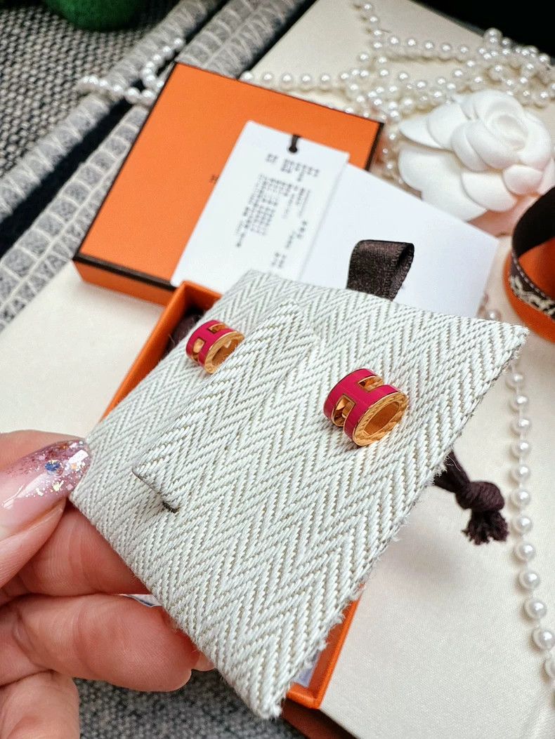 Hermes Hermes Mini Pop Earrings in Raspberry Pink Size ONE SIZE - 4 Thumbnail