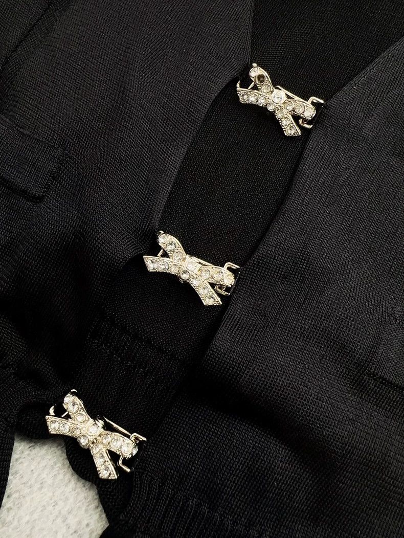 Chanel Chanel Black Cardigan with Ruffles and Bow Size S / US 4 / IT 40 - 2 Thumbnail