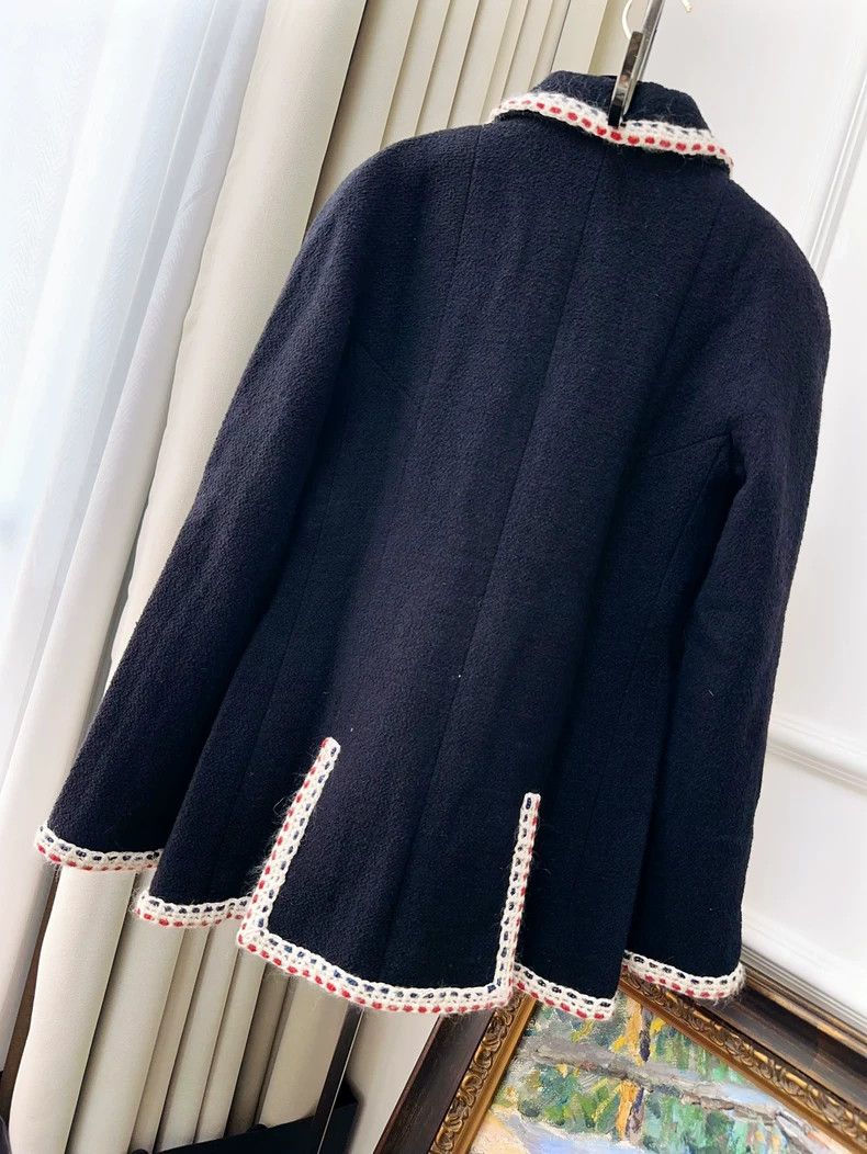Chanel Chanel Navy Blue Trimmed Jacket Size S / US 4 / IT 40 - 2 Thumbnail