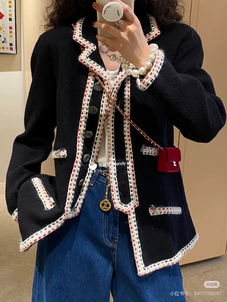 Chanel Chanel Navy Blue Trimmed Jacket Size S / US 4 / IT 40 - 7 Thumbnail