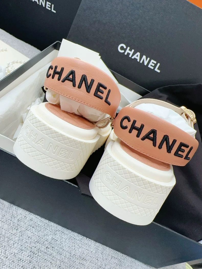 Chanel Chanel White and Pink Gradient Wedge Sandals Size US 6 / IT 36 - 5 Thumbnail