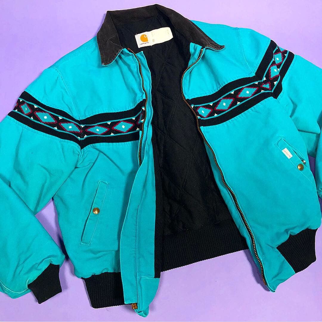 Rare 1990s aqua western style 2024 Carhartt jacket Size large