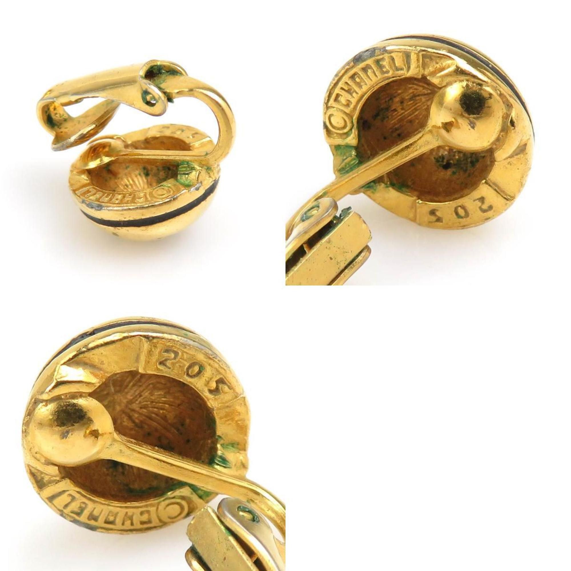 Chanel CHANEL Earrings Coco Mark Metal Gold Black Women's e60348a Size ONE SIZE - 5 Thumbnail