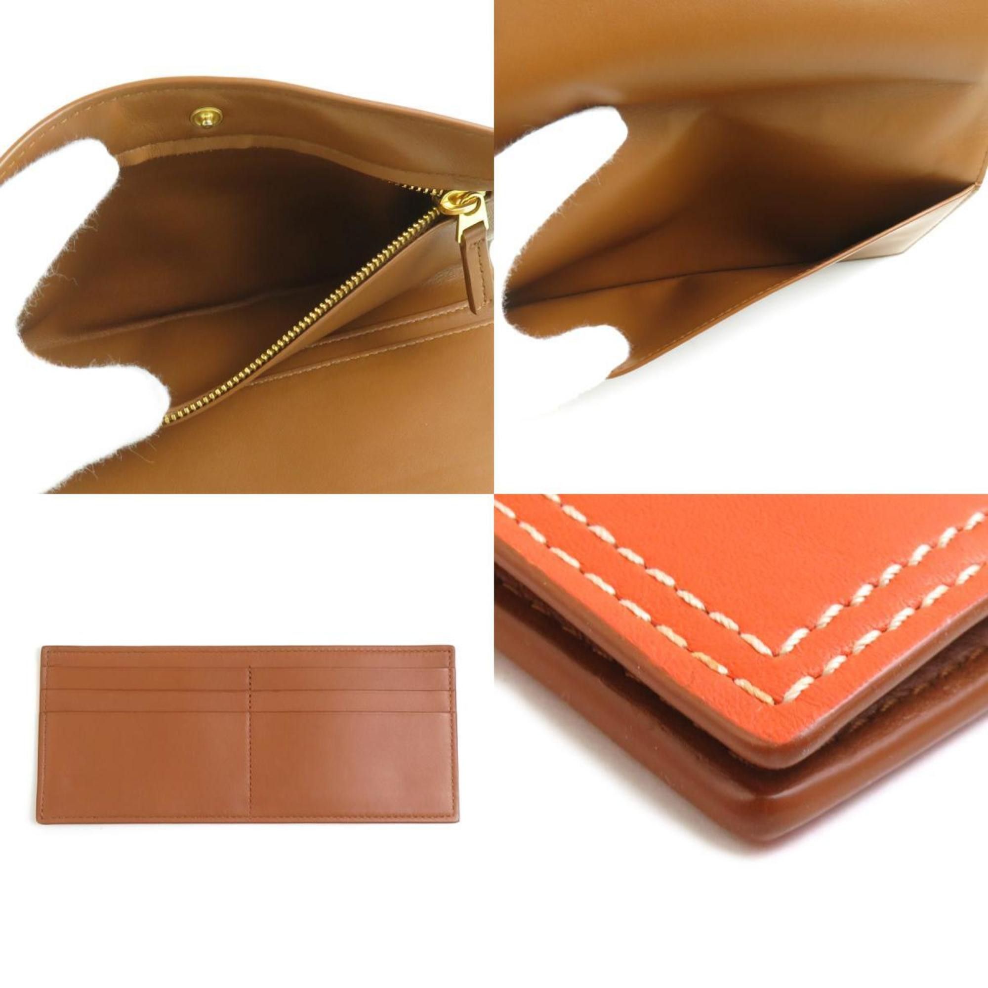 Bottega Veneta Bottega Veneta BOTTEGAVENETA Bi-fold long wallet Leather Orange Men's Women's 56074a Size ONE SIZE - 4 Thumbnail