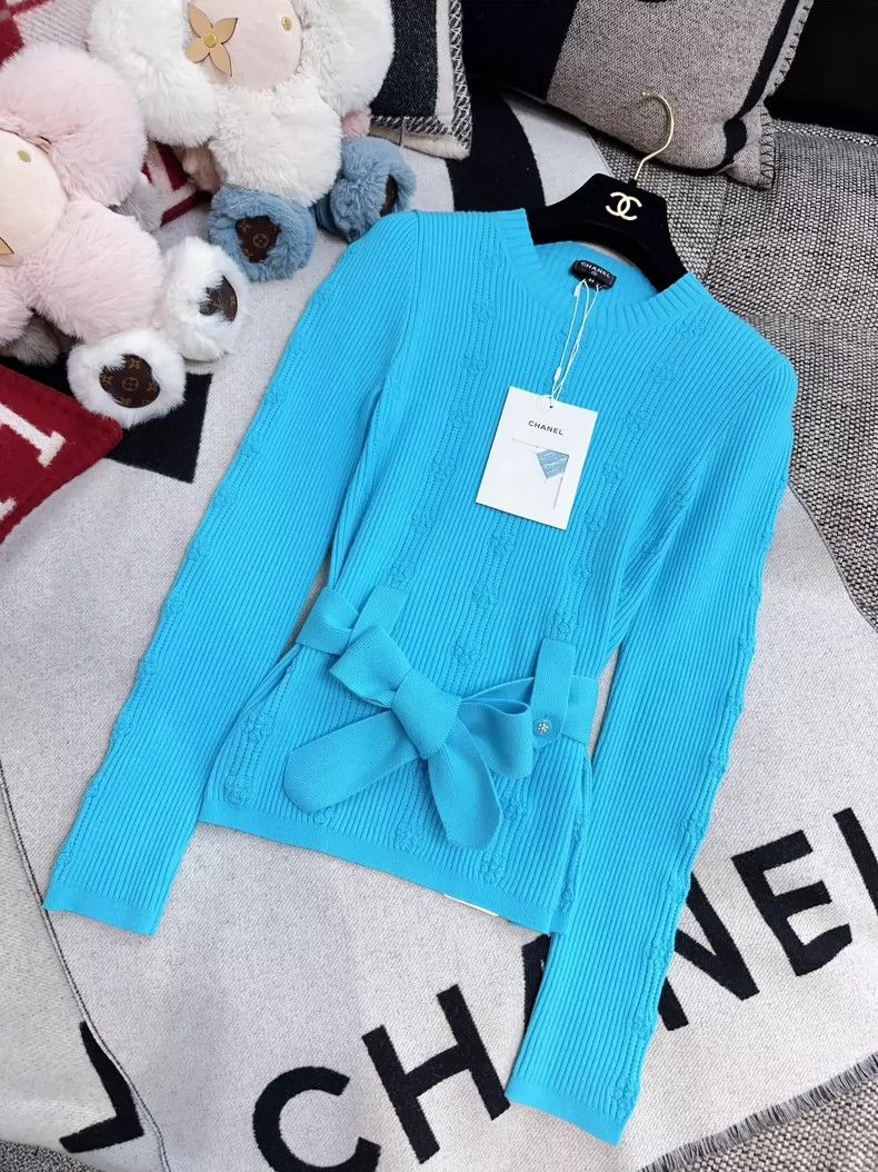 Chanel Chanel Blue Knitted Sweater with Belt Size S / US 4 / IT 40 - 6 Thumbnail