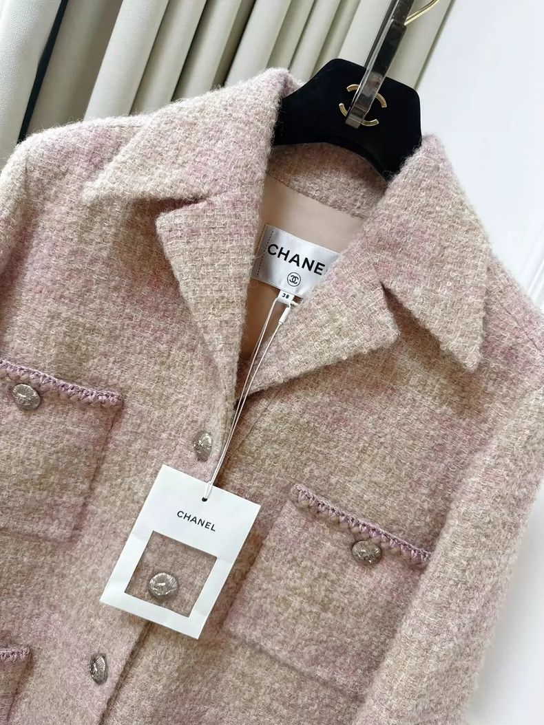Chanel Chanel Pink Beige Woven Four Pocket Jacket Size M / US 6-8 / IT 42-44 - 2 Thumbnail