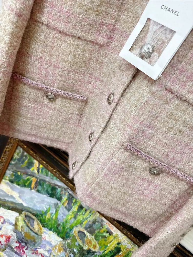 Chanel Chanel Pink Beige Woven Four Pocket Jacket Size M / US 6-8 / IT 42-44 - 3 Thumbnail