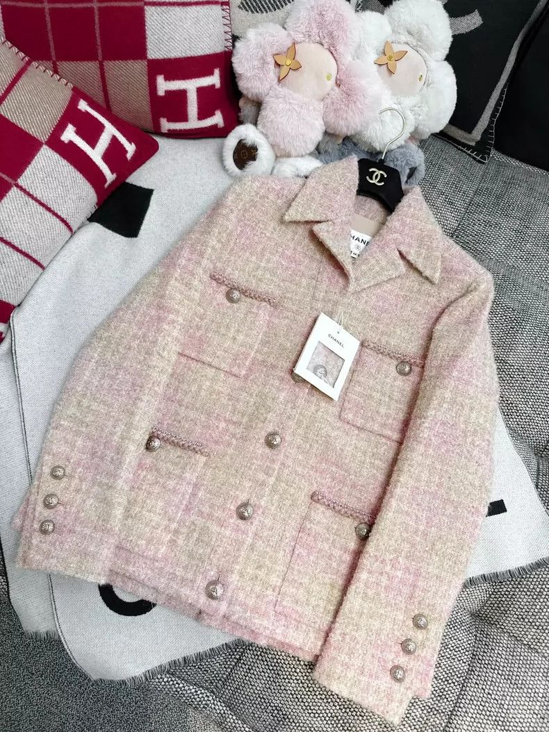 Chanel Chanel Pink Beige Woven Four Pocket Jacket Size M / US 6-8 / IT 42-44 - 7 Thumbnail