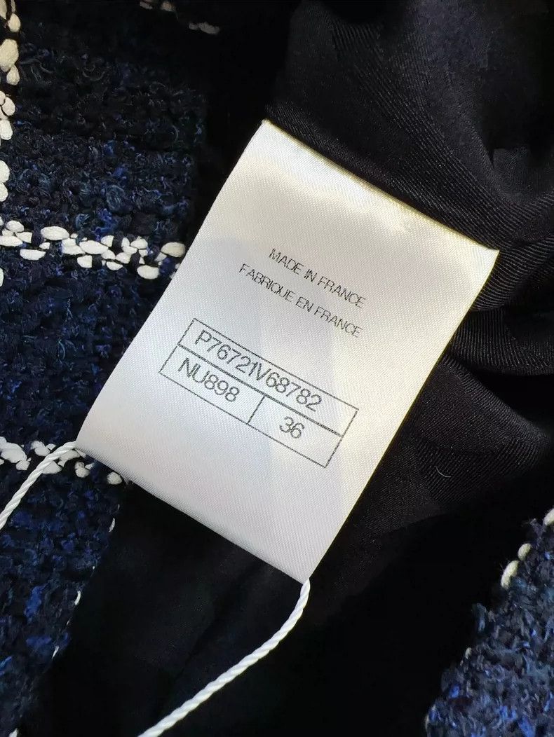 Chanel Chanel Blue and White Checkered Long Coat Size S / US 4 / IT 40 - 7 Thumbnail