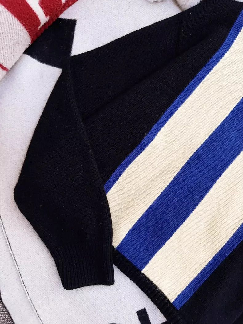 Hermes Hermes Black Blue White Striped Knit Sweater Size S / US 4 / IT 40 - 3 Thumbnail