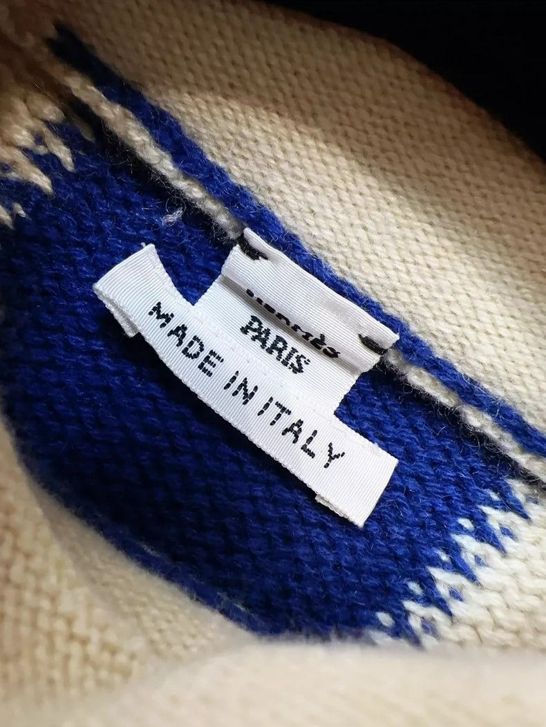 Hermes Hermes Black Blue White Striped Knit Sweater Size S / US 4 / IT 40 - 4 Thumbnail