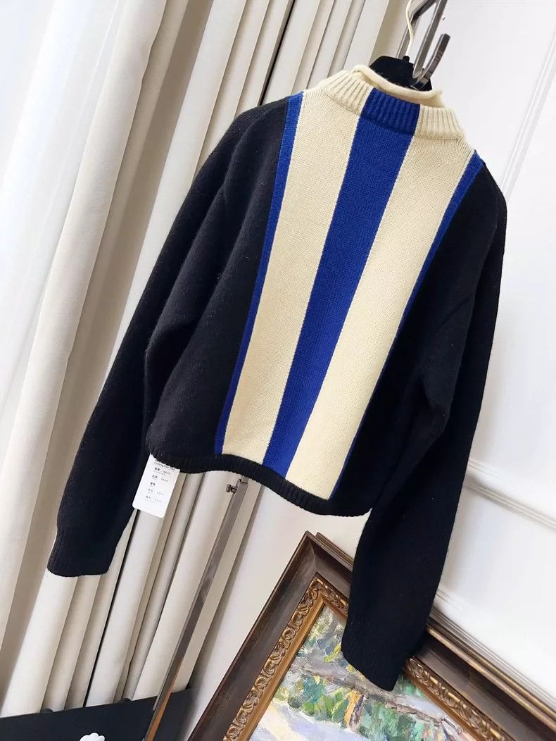 Hermes Hermes Black Blue White Striped Knit Sweater Size S / US 4 / IT 40 - 2 Thumbnail
