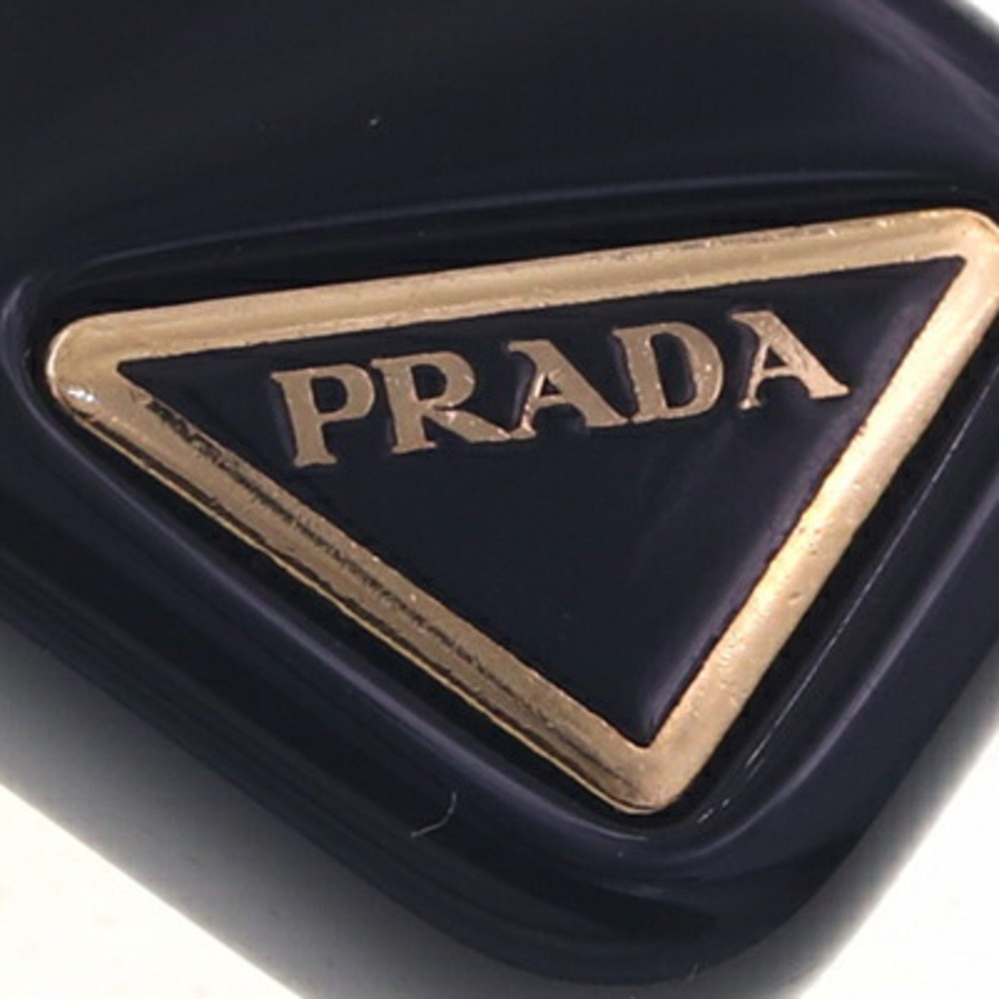 Prada Barrette Plex Hair Clip 1IF134 Black Methacrylate Brass Triangle Women's PRADA
