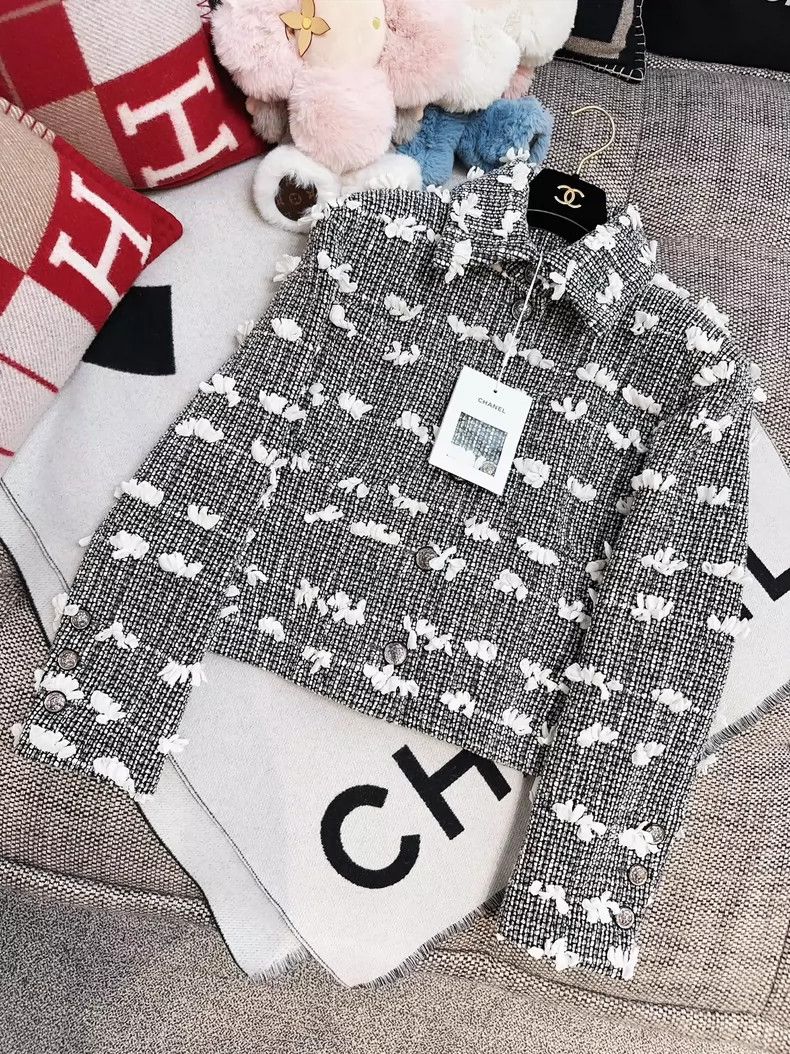 Chanel Chanel Black White Cloud Bow Woven Jacket Size L / US 10 / IT 46 - 7 Thumbnail