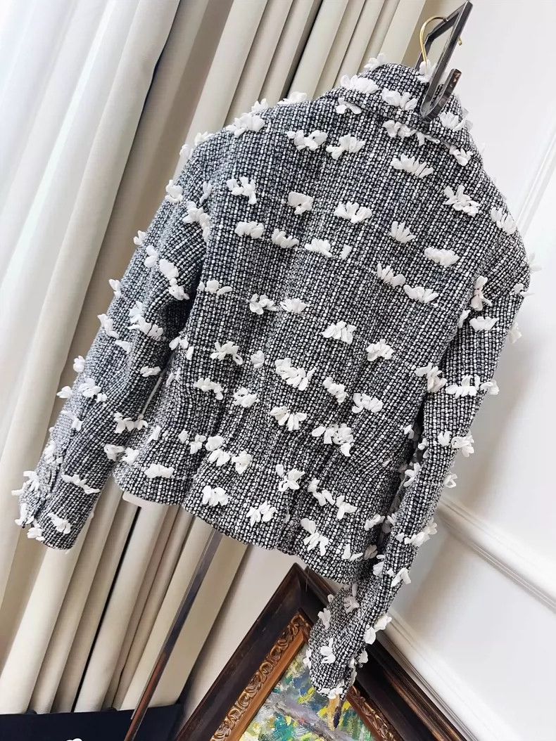 Chanel Chanel Black White Cloud Bow Woven Jacket Size L / US 10 / IT 46 - 2 Thumbnail