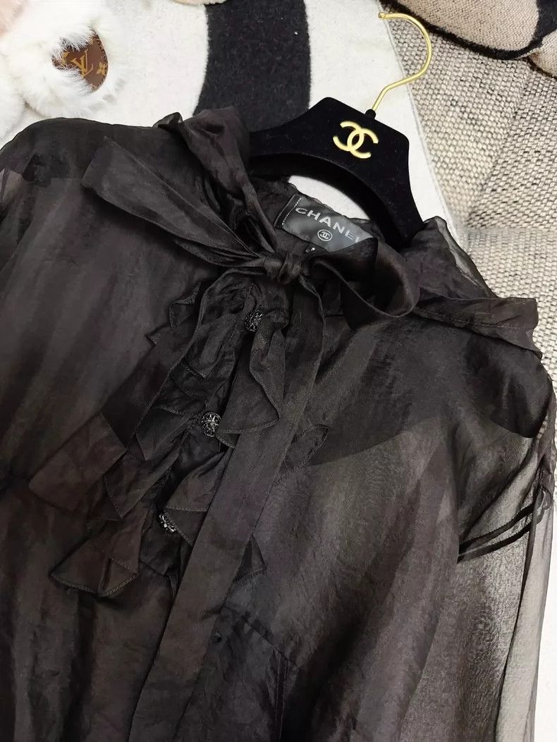 Chanel Chanel Black Sheer Organdy Top Size S / US 4 / IT 40 - 3 Thumbnail