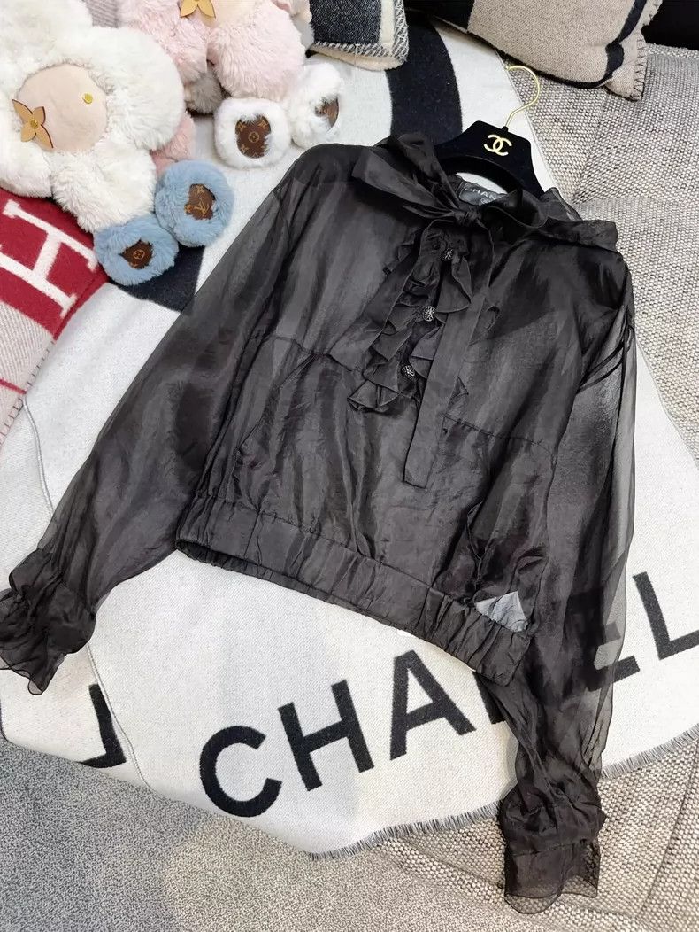 Chanel Chanel Black Sheer Organdy Top Size S / US 4 / IT 40 - 2 Thumbnail