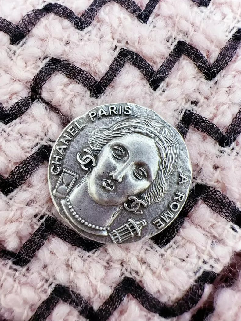 Chanel Chanel Pink Tweed Mid-Length Coat with Button Size S / US 4 / IT 40 - 5 Thumbnail