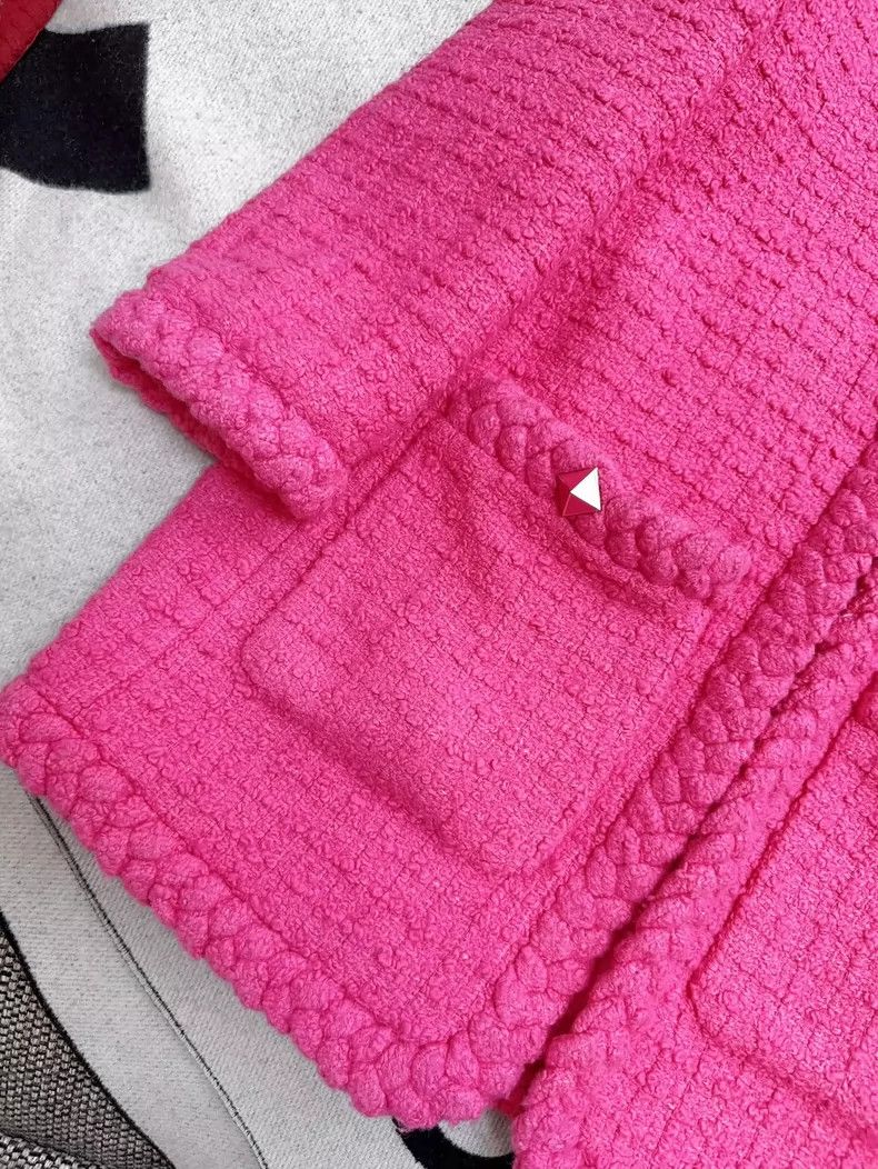 Valentino Valentino Pink Knit Jacket with Studs Size L / US 10 / IT 46 - 4 Thumbnail