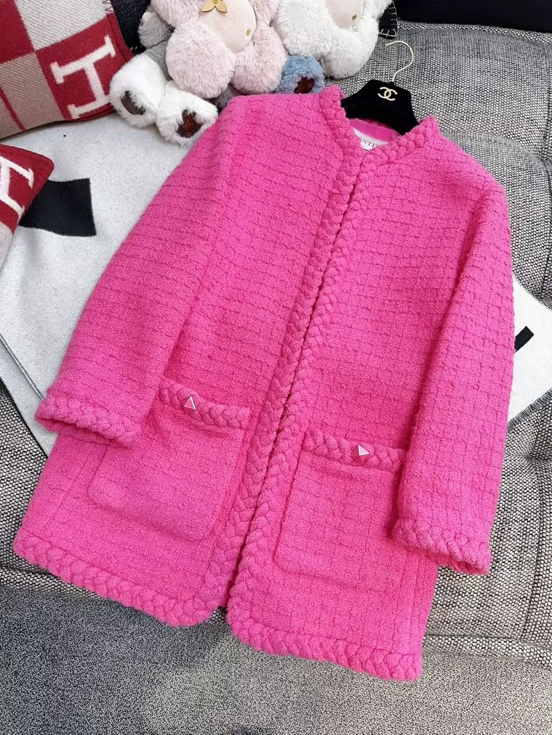 Valentino Valentino Pink Knit Jacket with Studs Size L / US 10 / IT 46 - 3 Thumbnail