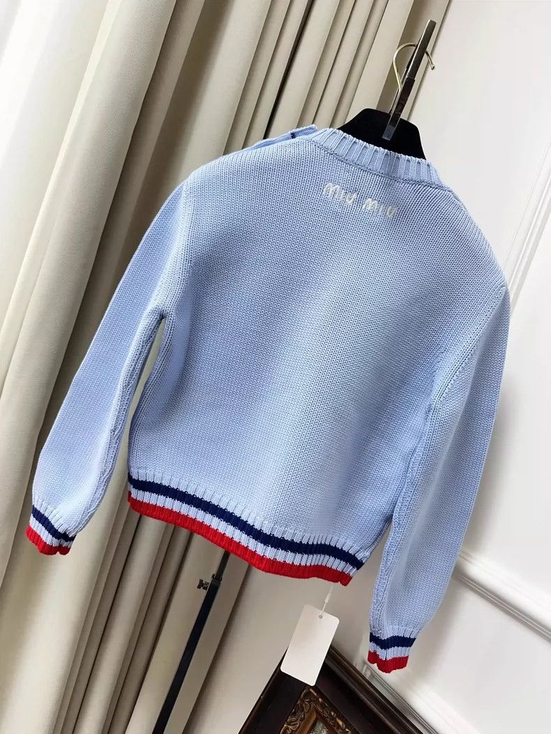 Prada Miu Miu Blue Red Mickey Knit Top Size L / US 10 / IT 46 - 2 Thumbnail