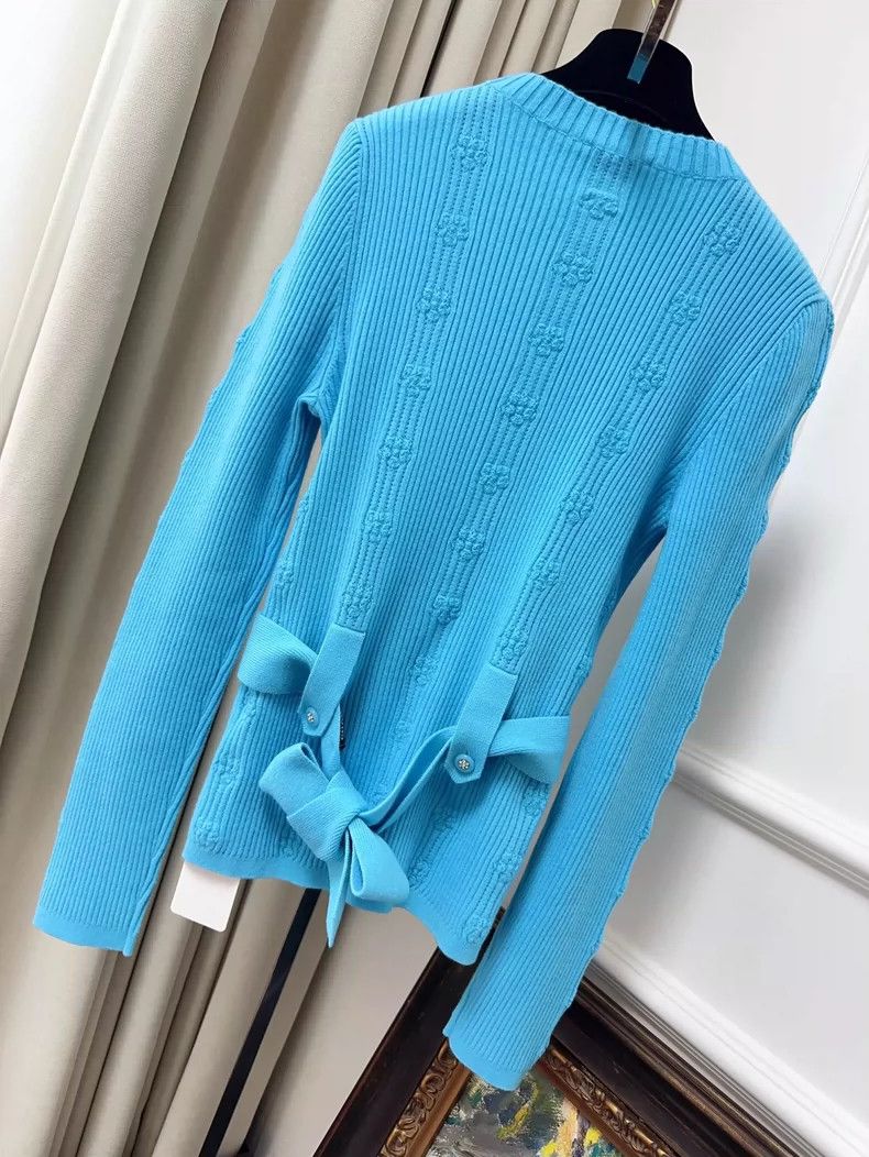 Chanel Chanel Blue Knit Top with Belt Detail Size S / US 4 / IT 40 - 2 Thumbnail
